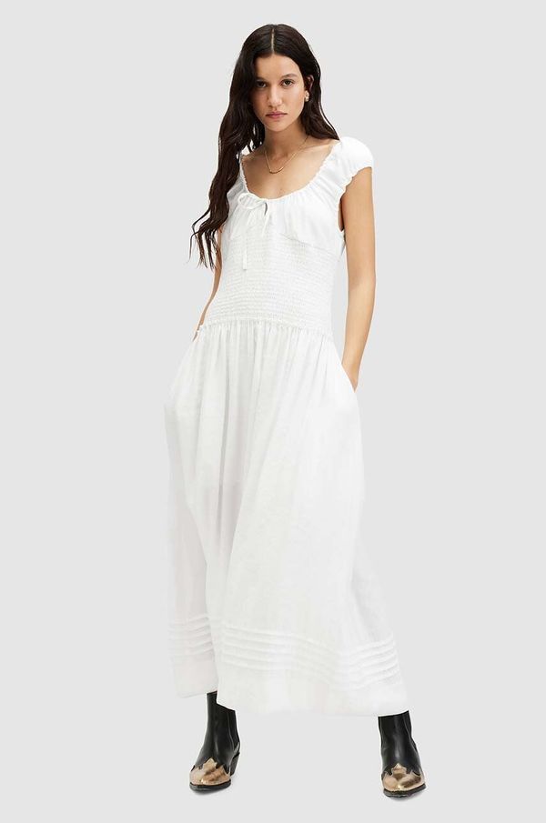 AllSaints Obleka AllSaints ELIZA MAXI DRESS bela barva, W204DA