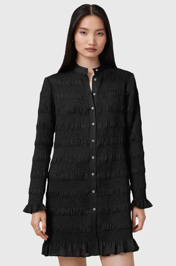 AllSaints Obleka AllSaints MEG črna barva, W062DC