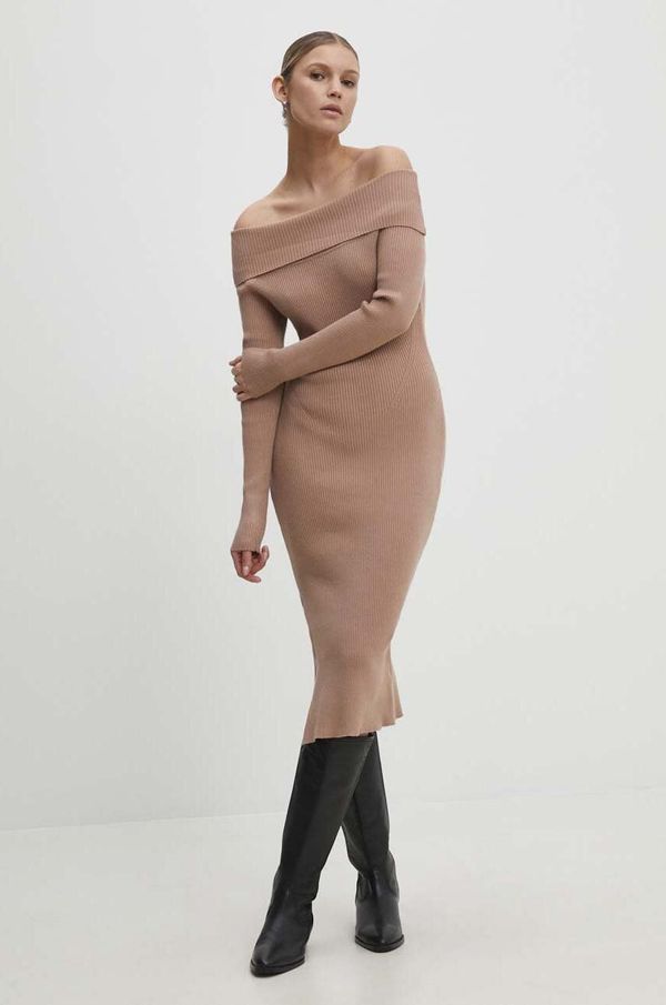 Answear Lab Obleka Answear Lab bež barva