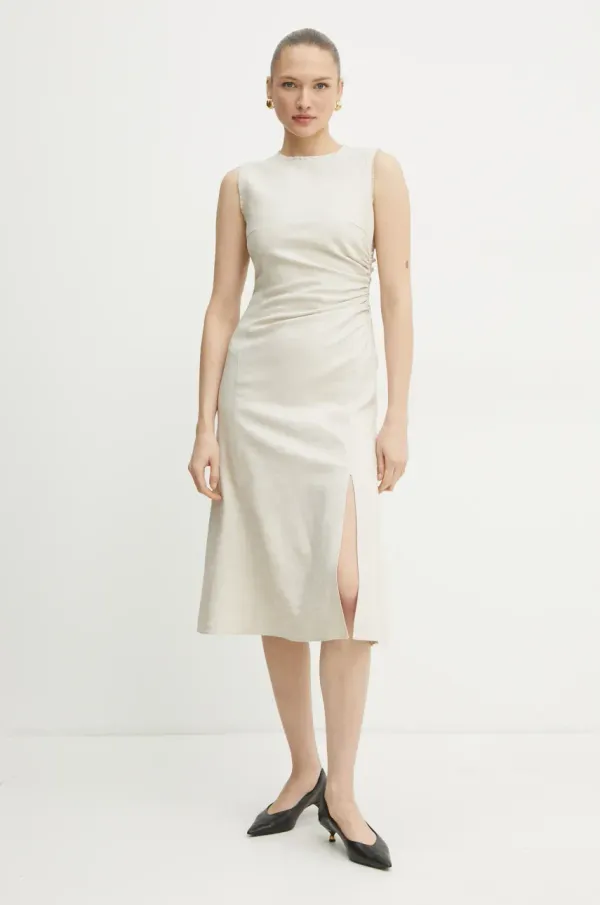 BOSS Obleka BOSS bež barva, 50537879