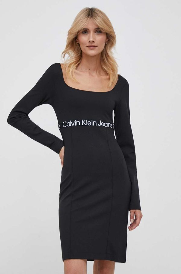 Calvin Klein Jeans Obleka Calvin Klein Jeans črna barva