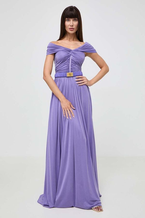 Elisabetta Franchi Obleka Elisabetta Franchi vijolična barva, AB61642E2