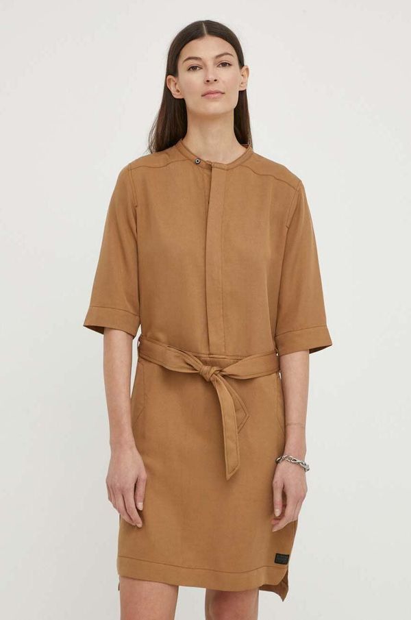 G-Star Raw Obleka G-Star Raw rjava barva