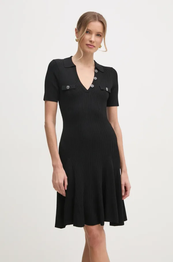 Guess Obleka Guess PAULA črna barva, W5RK18 Z2U00