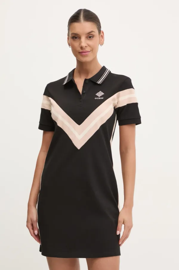 Guess Obleka Guess SUZANNE črna barva, V5RK00 KCOK1