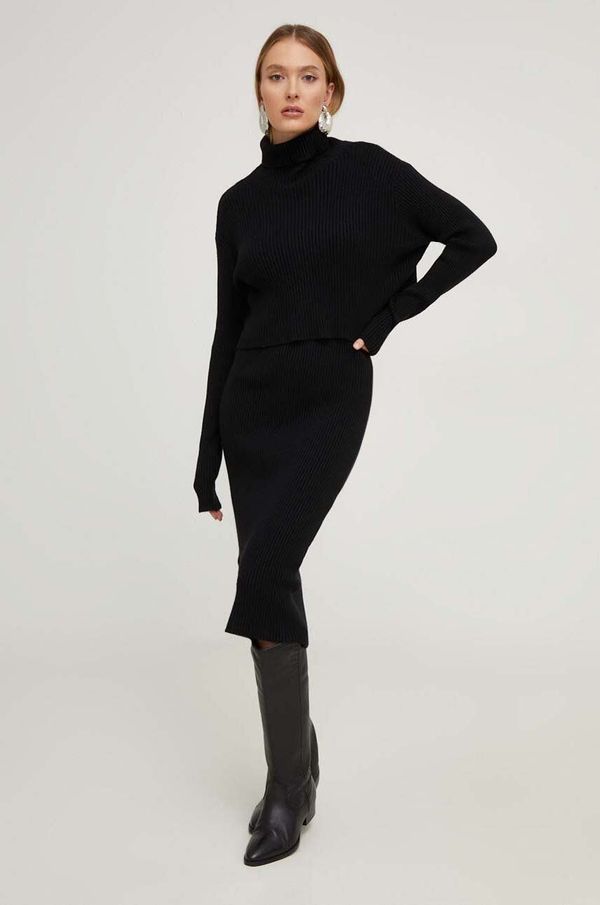 Answear Lab Obleka in pulover Answear Lab črna barva