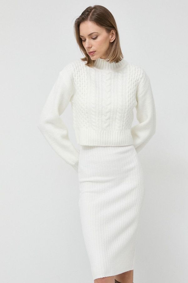 Morgan Obleka in pulover iz volnene mešanice Morgan bela barva