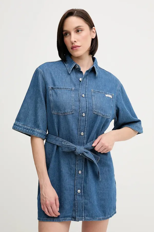 Calvin Klein Jeans Obleka iz mešanice lana Calvin Klein Jeans