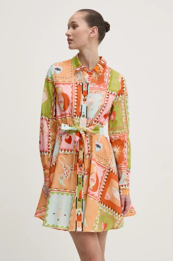 Never Fully Dressed Obleka iz mešanice lana Never Fully Dressed oranžna barva, NFDDR1781