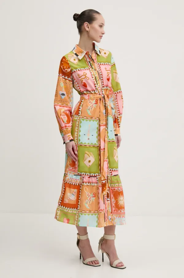 Never Fully Dressed Obleka iz mešanice lana Never Fully Dressed oranžna barva, NFDDR1782