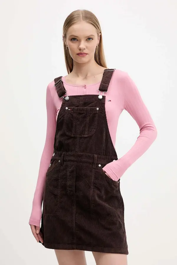Tommy Jeans Obleka iz rebrastega žameta Tommy Jeans