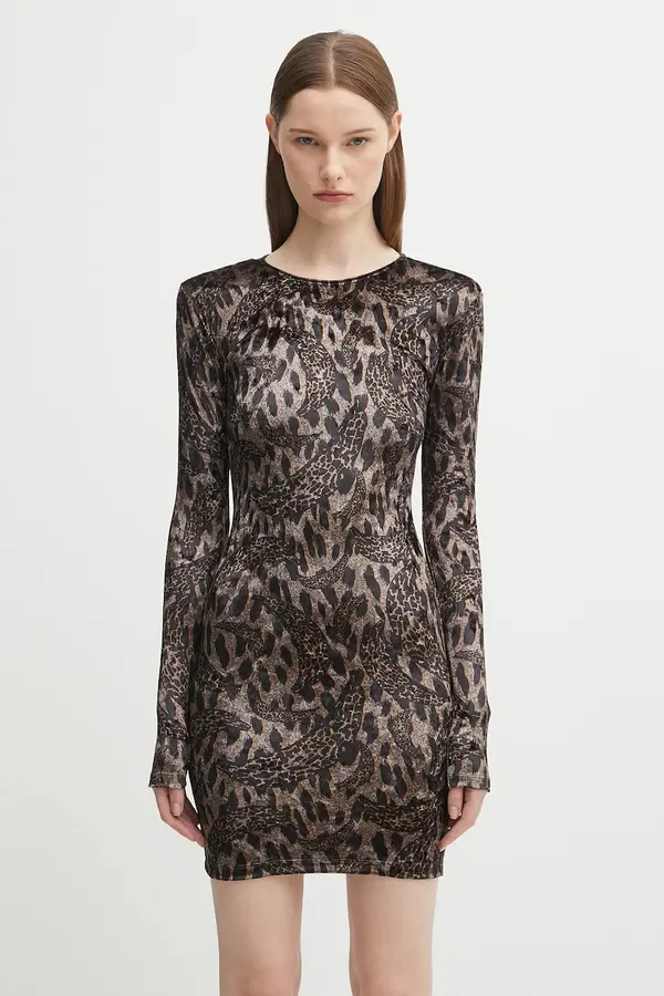 Fiorucci Obleka iz velurja Fiorucci Banimalier Print Velour Padded Mini