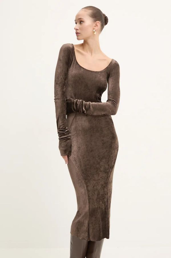 Rick Owens Lilies Obleka iz velurja Rick Owens Lilies rjava barva, LI02D5532VSTET2