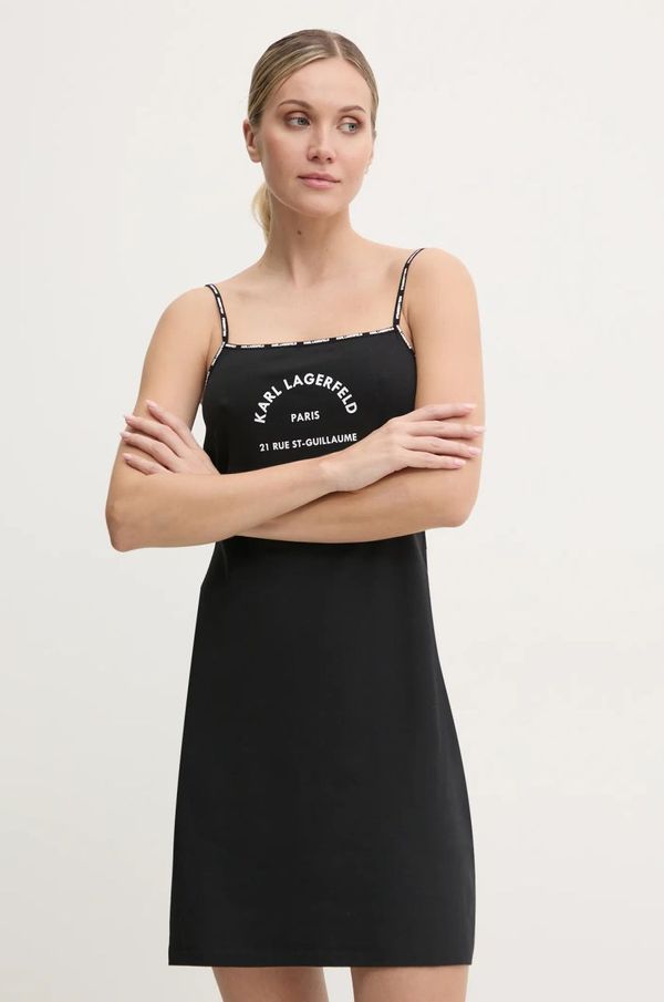 Karl Lagerfeld Obleka Karl Lagerfeld črna barva, A1W46081