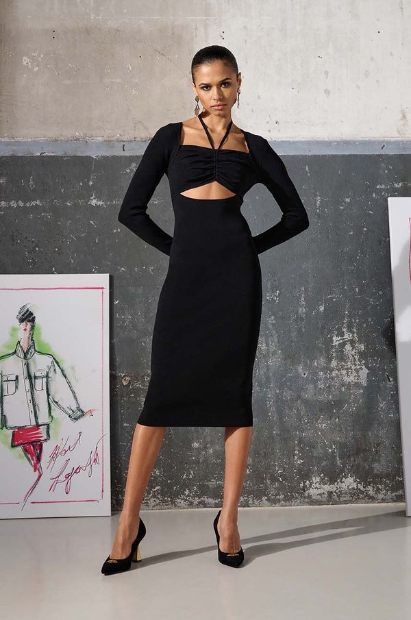 Karl Lagerfeld Obleka Karl Lagerfeld KL x Ultimate ikon črna barva