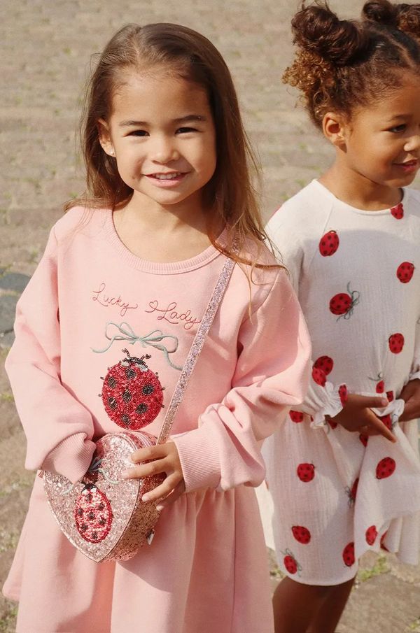 Konges Sløjd Obleka Konges Sløjd LOU LADYBUG GLITTER DRESS roza barva, KS102205