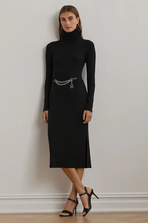 Lauren Ralph Lauren Obleka Lauren Ralph Lauren črna barva, 250951822