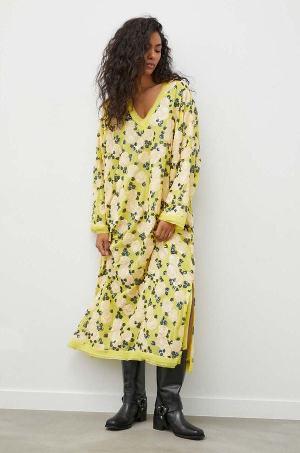 MUNTHE Obleka MUNTHE rumena barva