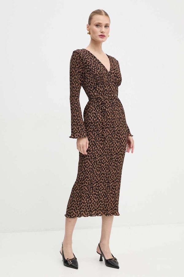 Never Fully Dressed Obleka Never Fully Dressed Leopard Celeste Dress bež barva, NFDDR1701