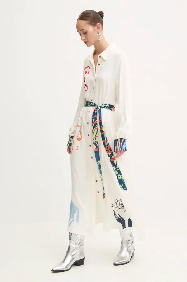 Never Fully Dressed Obleka Never Fully Dressed Mystical Shirt Dress bež barva, NFDDR1584