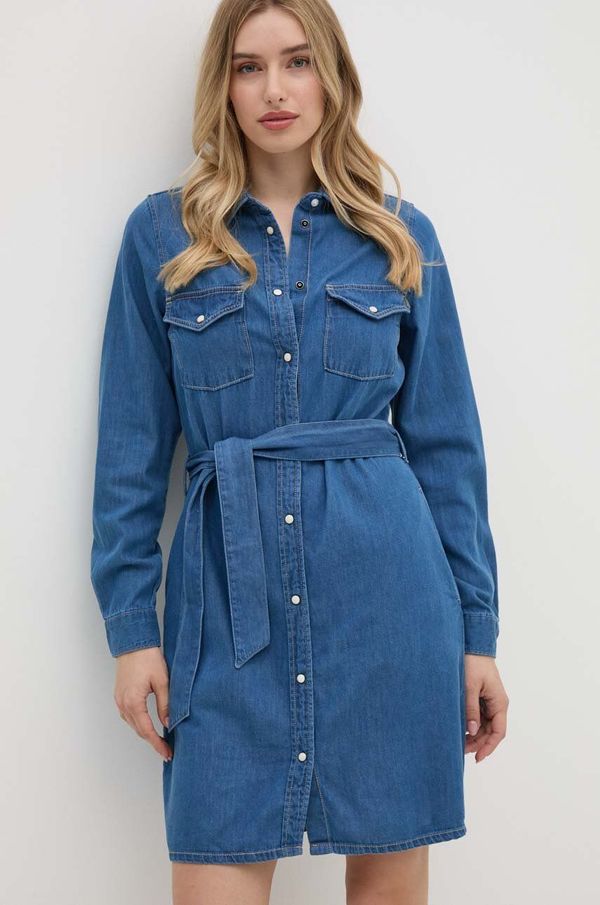 Pepe Jeans Obleka Pepe Jeans REGULAR DENIM DRESS PL953581HT8