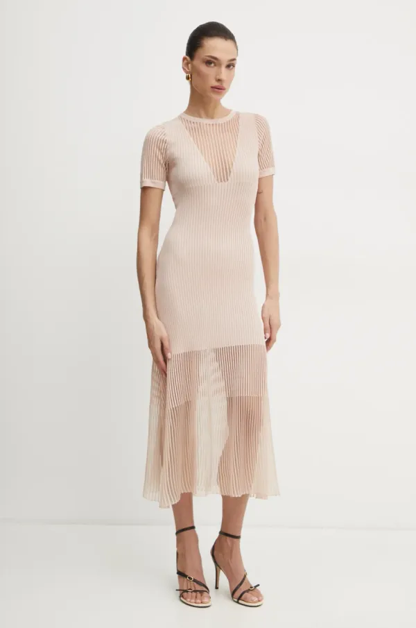 Pinko Obleka Pinko bež barva, 104806 A2GJ