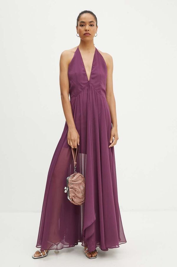 Rotate Obleka Rotate Chiffon Halterneck Dress vijolična barva, 1129001364
