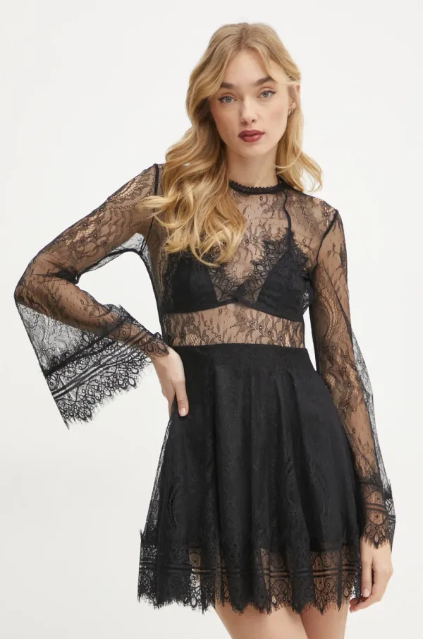 Charo Ruiz Ibiza Obleka s primesjo svile Charo Ruiz Ibiza Thonne črna barva, 256605