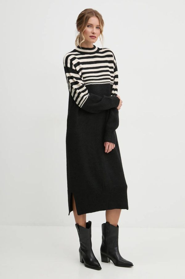 Answear Lab Obleka s primesjo volne Answear Lab črna barva