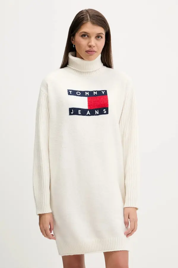 Tommy Jeans Obleka s primesjo volne Tommy Jeans