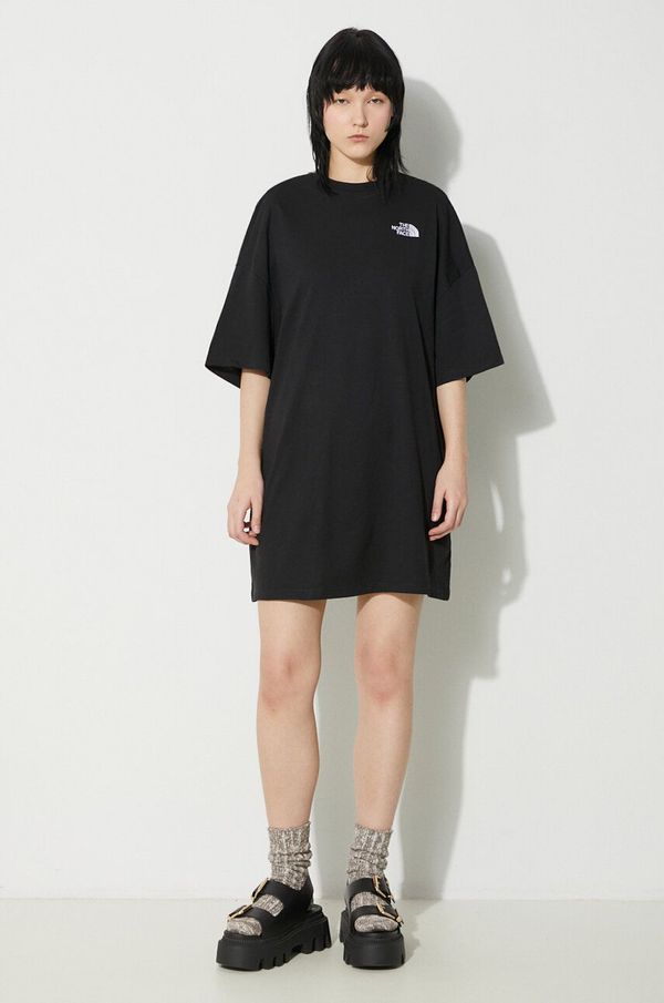 The North Face Obleka The North Face W S/S Essential Oversize Tee Dress črna barva, NF0A87NFJK31