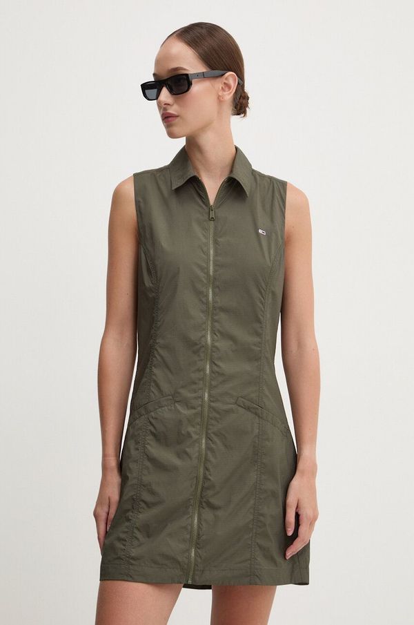 Tommy Jeans Obleka Tommy Jeans zelena barva, DW0DW18468