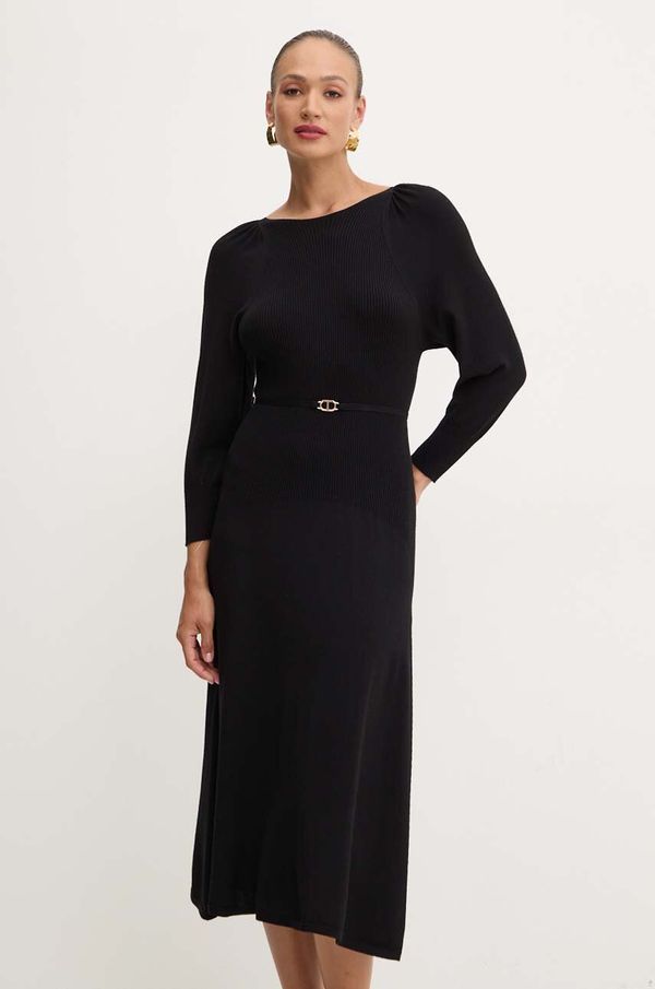 Twinset Obleka Twinset črna barva, 242TP3502