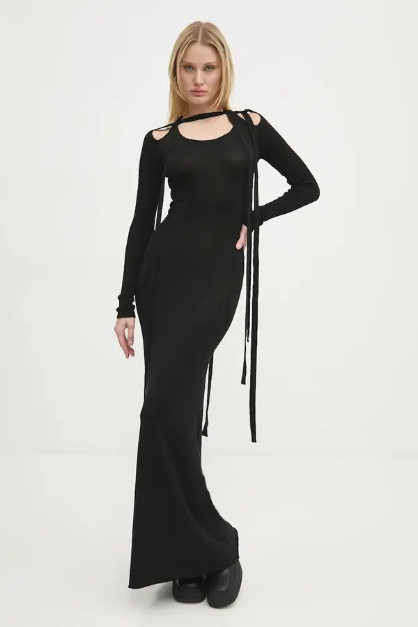 Y/Project Obleka Y/Project MULTISCARF LONG SLEEVE KNIT DRESS
