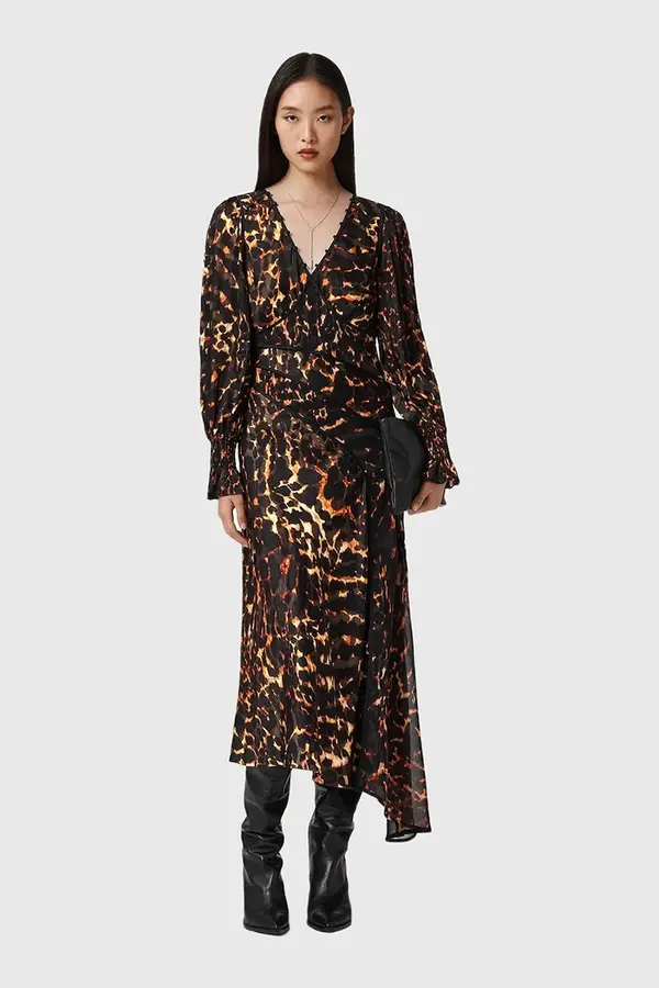 AllSaints Obleka z dodatkom svile AllSaints