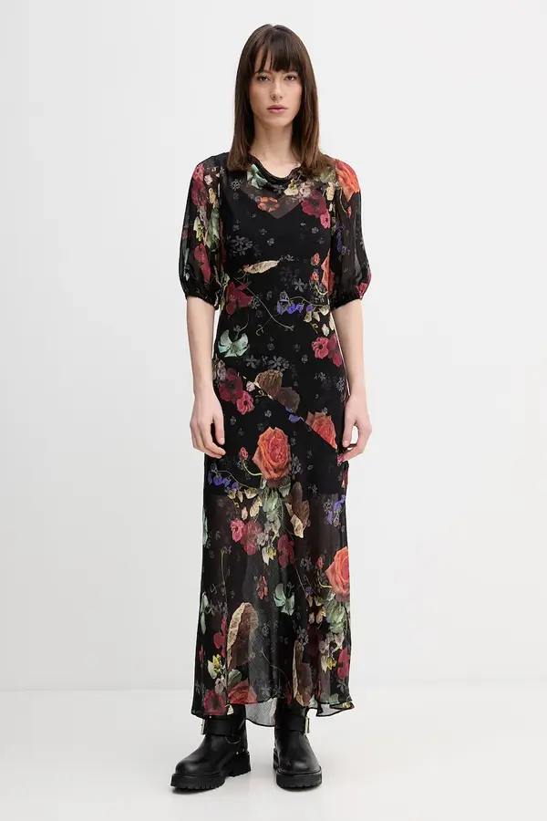 AllSaints Obleka z dodatkom svile AllSaints TIWA