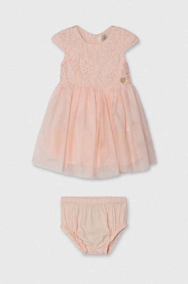 Guess Obleka za dojenčka Guess oranžna barva