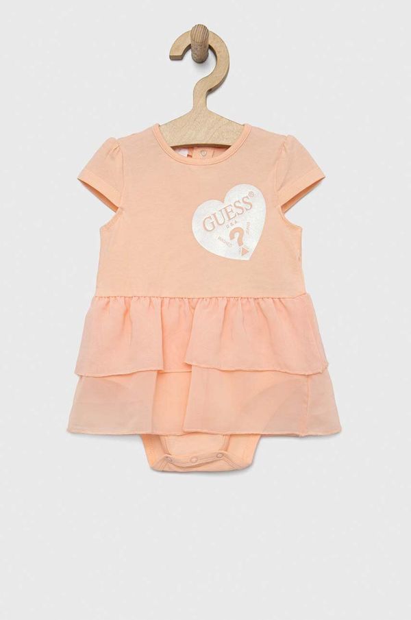 Guess Obleka za dojenčka Guess oranžna barva
