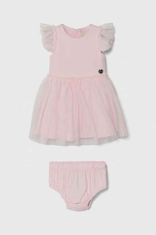 Guess Obleka za dojenčka Guess roza barva