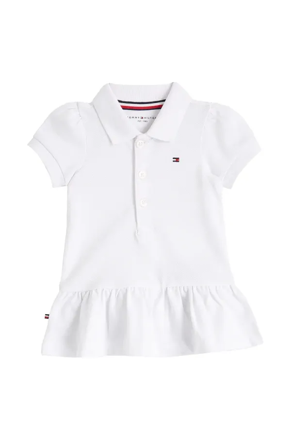 Tommy Hilfiger Obleka za dojenčka Tommy Hilfiger bela barva, KN0KN02045