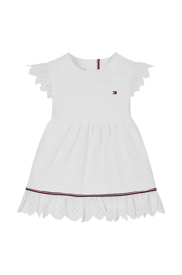 Tommy Hilfiger Obleka za dojenčka Tommy Hilfiger bela barva, KN0KN02046