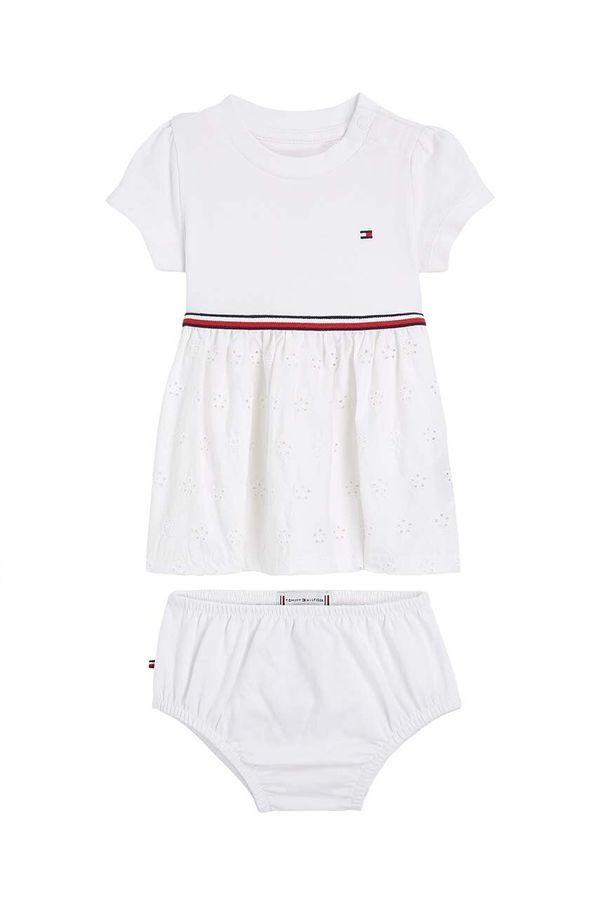 Tommy Hilfiger Obleka za dojenčka Tommy Hilfiger bela barva
