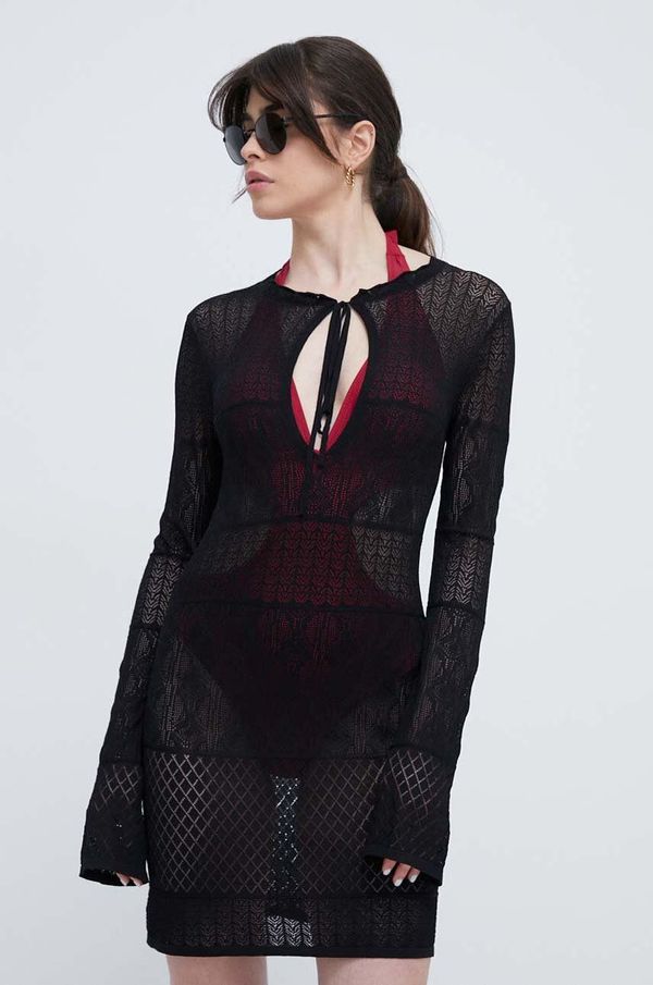 Desigual Obleka za na plažo Desigual črna barva