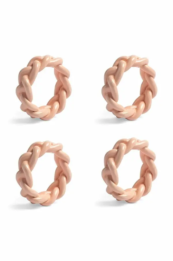 &k amsterdam Obročki za servete &k amsterdam Braid Pink Set 4-pack