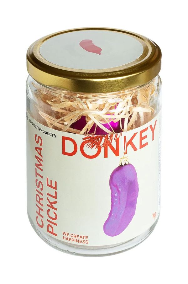 Donkey Okrasek za božično drevesce Donkey Christmas Pickle roza barva