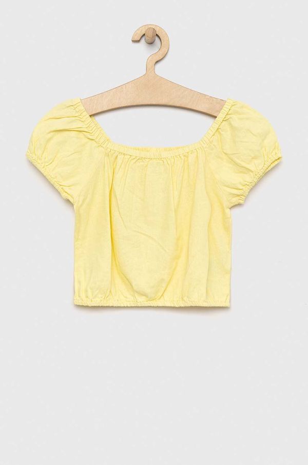 Gap Otroška bluza iz platna GAP rumena barva