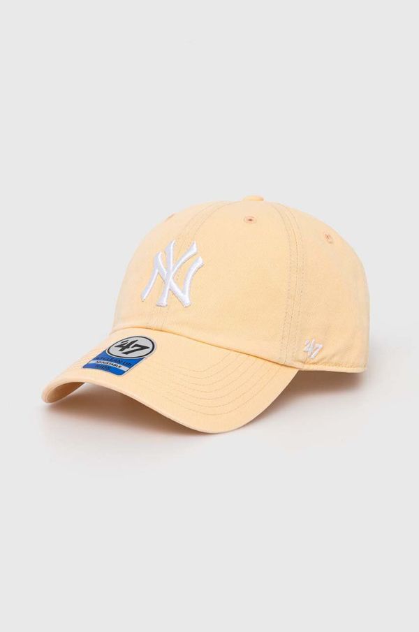 47 brand Otroška bombažna bejzbolska kapa 47 brand MLB New York Yankees CLEAN UP oranžna barva, BNLRGW17GWS