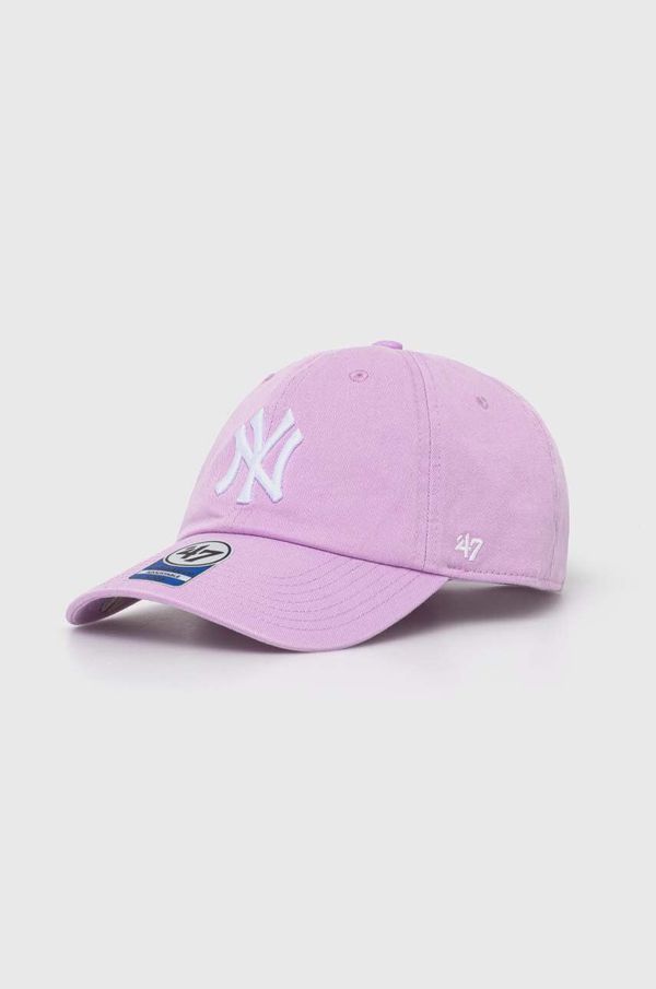 47 brand Otroška bombažna bejzbolska kapa 47 brand MLB New York Yankees CLEAN UP vijolična barva, BNLRGW17GWS