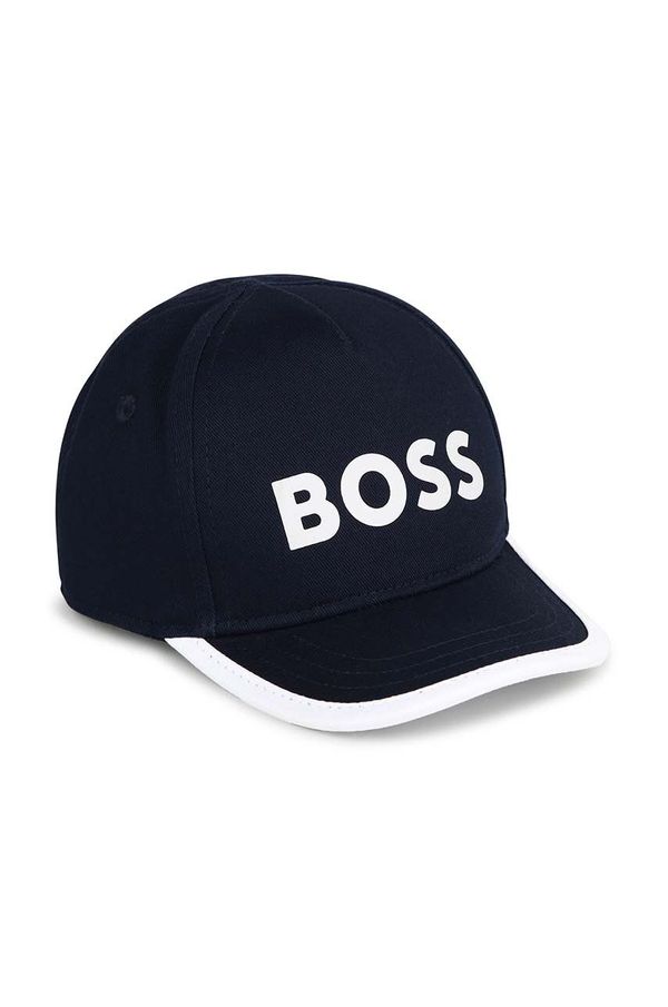 Boss Otroška bombažna bejzbolska kapa BOSS mornarsko modra barva