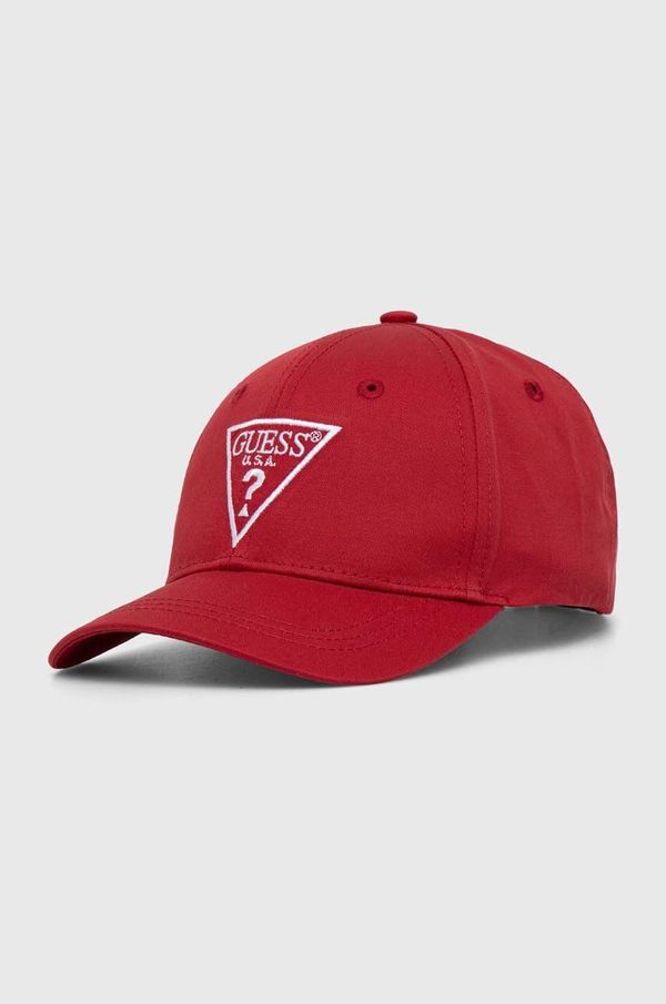 Guess Otroška bombažna bejzbolska kapa Guess rdeča barva, H3GZ01 WO08O